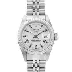 ROLEX DATEJUST 26 69174 WHITE GOLD FLUTED WHITE ROMAN STEEL JUBILEE LADIES WATCH