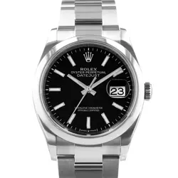ROLEX DATEJUST 36 126200 36MM BLACK INDEX STEEL OYSTER AUTOMATIC MENS WATCH