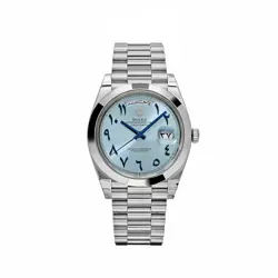 ROLEX DAY-DATE 228206  PLATINUM ICE BLUE ARABIC DIAL SMOOTH DIAL
