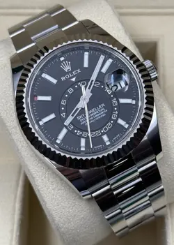 ROLEX SKY-DWELLER 326934 STAINLESS STEEL BLACK DIAL 42MM MEN'S WATCH 2023