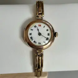 9CT GOLD CASED ROLEX TRENCH TYPE WATCH ANTIQUE 1915 25MM RED 12 HALLMARKED WORKS