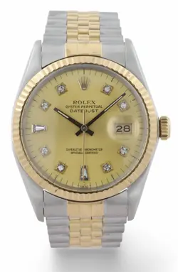 1987 ROLEX DATEJUST 36 GOLD & STEEL JUBILEE FLUTED CHAMPAGNE DIAMOND DIAL  16013
