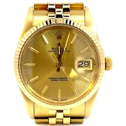 VINTAGE ROLEX DATE 34MM 14K YELLOW GOLD JUBILEE BRACELET REF 15037