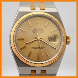 ROLEX 17013 OYSTERQUARTZ DATEJUST 18K GOLD STEEL MENS WATCH MINT CONDITION