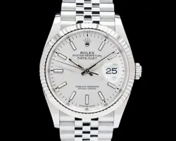 ROLEX 126234 DATEJUST 36 SILVER STICK DIAL SS JUBILEE
