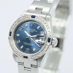 ROLEX 79240 OYSTER PERPETUAL DATEJUST LADIES SAPPHIRE BLUE DIAMOND WOMEN'S WATCH