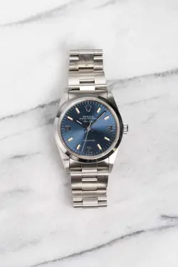 ROLEX AIR KING OYSTER PERPETUAL AUTOMATIC REF 14000 90S BLUE EXPLORER DIAL 34MM