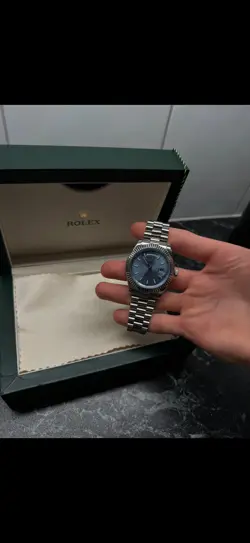 ROLEX DAY-DATE SILVER LIGHT BLUE