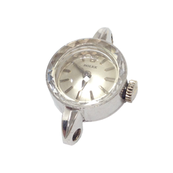 ROLEX 17 JEWELS 14K WHITE GOLD CALIBER 1401 MANUAL WIND WATCH HEAD VINTAGE RUNS