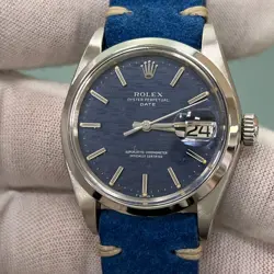 ROLEX DATE 1500 BLUE MOSAIC DIAL 34MM STAINLESS STEEL VINTAGE