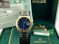 ROLEX DATEJUST THUNDERBIRD VIGNETTE DIAMOND SPIDER DIAL 16253 18K GOLD STEEL