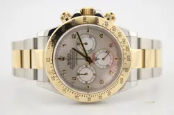 ROLEX DAYTONA 18K YELLOW GOLD & STEEL ARABIC MOP DIAL 40MM WATCH 116523