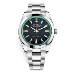ROLEX MILGAUSS 116400GV BLACK DIAL WATCH GREEN CRYSTAL