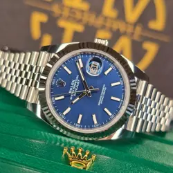 MINT ROLEX DATEJUST PERPETUAL 126334 SUNRAY BLUE JUBILEE 18K GOLD 41MM B&P
