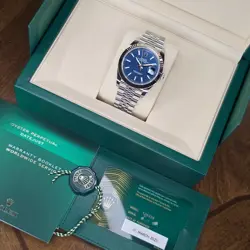 MINT ROLEX DATEJUST PERPETUAL 126334 SUNRAY BLUE JUBILEE 18K GOLD 41MM B&P