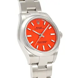 ROLEX OYSTER PERPETUAL 31 277200 CORAL RED DIAL PRE-OWNED LADIES WATCH