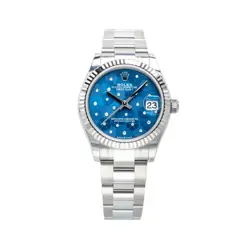 ROLEX DATEJUST 31 BLUE FLORAL MOTIF DIAMOND DIAL OYSTER 278274 FULL SET