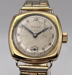 1930S ROLEX 14CT YELLOW CUSHION CASE MEN’S WATCH 32MM BREGUET MAINSPRING
