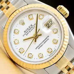 ROLEX LADIES DATEJUST 69173 TWO TONE 18K YELLOW GOLD & STEEL QUICKSET WATCH