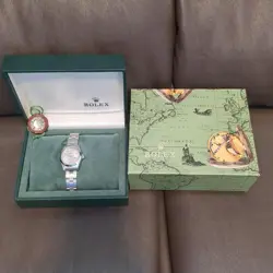 ROLEX OYSTER PERPETUAL DATE SILVER DIAL BOXED