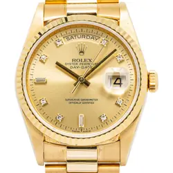 ROLEX DAY-DATE 118238 PRESIDENT 18K FACTORY DIAMOND CHAMPAGNE DIAL WATCH 36MM