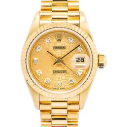 ROLEX DATEJUST 69178 AUTO YELLOW GOLD PRESIDENT DIAMOND JUBILEE DIAL WATCH 26MM