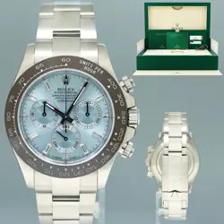 MINT 2018 PAPERS ROLEX DAYTONA 116506 PLATINUM GLACIER BLUE DIAMOND BAGUETTE