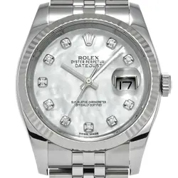 ROLEX 4/1  DATEJUST 36 116234NG RANDOM SERIAL WHITE SHELL/DIAMOND WATCH WRISTWAT