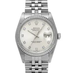 ROLEX 4/1  DATEJUST 16234G E NUMBER 1991 MANUFACTURED SILVER/DIAMOND WATCH WRIST