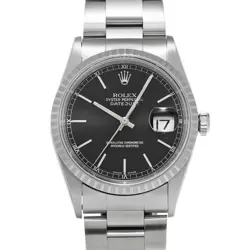 ROLEX 4/1  DATEJUST 16220 A NUMBER 1999 MANUFACTURED BLACK WATCH WRISTWATCH R45_