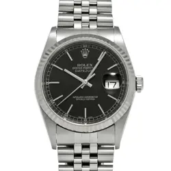 ROLEX 4/1  DATEJUST 16234 Y NUMBER 2002 MANUFACTURED BLACK WATCH WRISTWATCH R45_