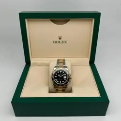 ROLEX GMT-MASTER II 116713LN 18K YELLOW GOLD STEEL BLACK DIAL MENS WATCH