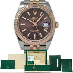 ROLEX DATEJUST 41MM STEEL & ROSE GOLD JUBILEE CHOCOLATE INDEX 126331 B&P #2306-1