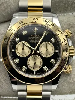 ROLEX COSMOGRAPH DAYTONA BLACK DIAMOND DIAL TWO TONE BRACELET 126503 B&P 2024