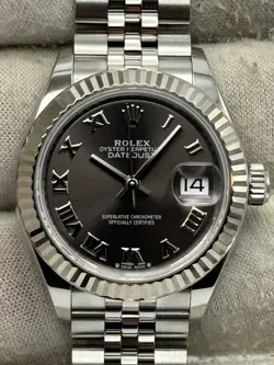 ROLEX DATEJUST 28MM DARK GRAY ROMAN DIAL JUBILEE BRACELET 279174 B&P 2024