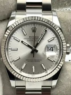 ROLEX DATEJUST 36MM SILVER INDEX DIAL OYSTER BRACELET 126234 BOX & PAPERS 2024