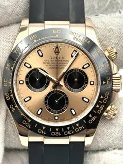 ROLEX COSMOGRAPH DAYTONA PINK DIAL ROSE GOLD OYSTERFLEX 116515LN BOX & PAPERS 18