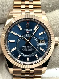 ROLEX SKYDWELLER BLUE DIAL ROSE GOLD JUBILEE BRACELET 336935 B&P 2024