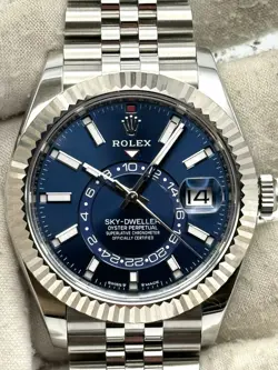 ROLEX SKYDWELLER BLUE DIAL STAINLESS STEEL JUBILEE 336934 BOX & PAPERS 2023