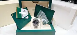 ROLEX DATEJUST 36MM, JUBILEE BRACELET, FLUTED BEZEL, FACTORY BLACK DIAMOND DIAL