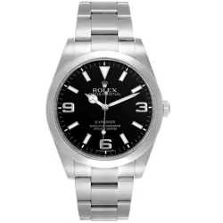 ROLEX EXPLORER 39MM BLACK DIAL STEEL SMOOTH BEZEL OYSTER MENS WATCH 214270