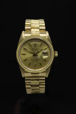 ROLEX DAY-DATE PRESIDENT 36MM GOLD BARK QUICKSET 18K YELLOW GOLD WATCH 18078