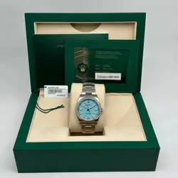 NEW 2025 ROLEX OYSTER PERPETUAL 126000 36MM TIFFANY DIAL WATCH B&P