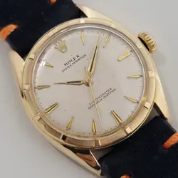 MENS ROLEX OYSTER PERPETUAL REF 6085 34MM 18K GOLD 1950S AUTOMATIC VINTAGE RA443