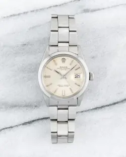 VINTAGE ROLEX OYSTER PERPETUAL DATE 70S REF 1500 SILVER DIAL 34MM CASE