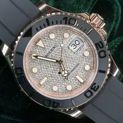 Rolex Yacht Master Diamond Pave Rose Gold Ceramic MINT COMPLETE SET 126655-0005