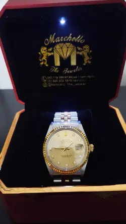 ROLEX DATEJUST 36MM CHAMPAGNE GOLD DIAMOND DIAL JUBILEE TWO TONE BRACELET 16013
