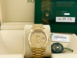 ROLEX 128238 PRESIDENT DAY DATE 36 MM CHAMPAGNE DIAL 18K GOLD BOX PAPER 2023
