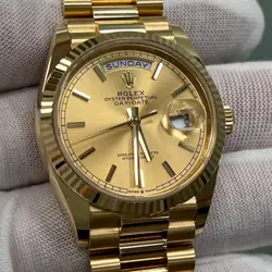 Rolex 128238 President Day Date 36 mm Champagne Dial 18K Gold Box Paper 2023