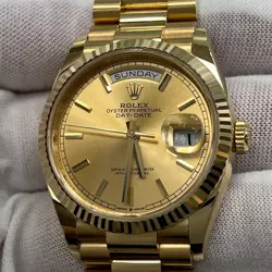 Rolex 128238 President Day Date 36 mm Champagne Dial 18K Gold Box Paper 2023